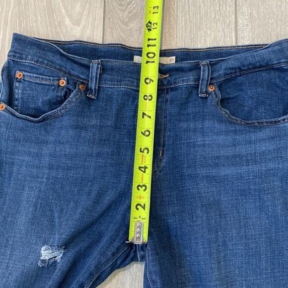 Levis Boyfriend Jeans Distressed Cropped Medium Wash Blue Denim Stretch Size 30 - Picture 9 of 11